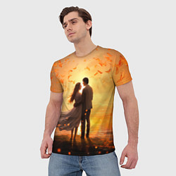 Футболка мужская Влюбленная пара на закате, цвет: 3D-принт — фото 2