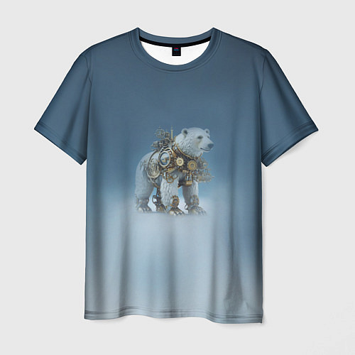 Мужская футболка Белый северный медведь в стиле стимпанк / 3D-принт – фото 1
