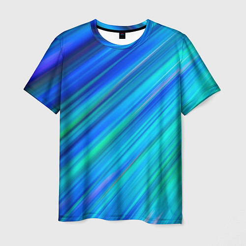 Мужская футболка Неоновые синие лучи / 3D-принт – фото 1