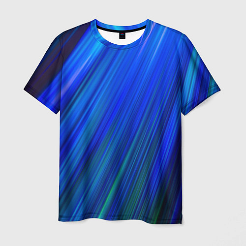 Мужская футболка Неоновые синии линии / 3D-принт – фото 1