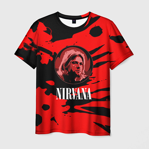 Мужская футболка Nirvana красные краски рок бенд / 3D-принт – фото 1