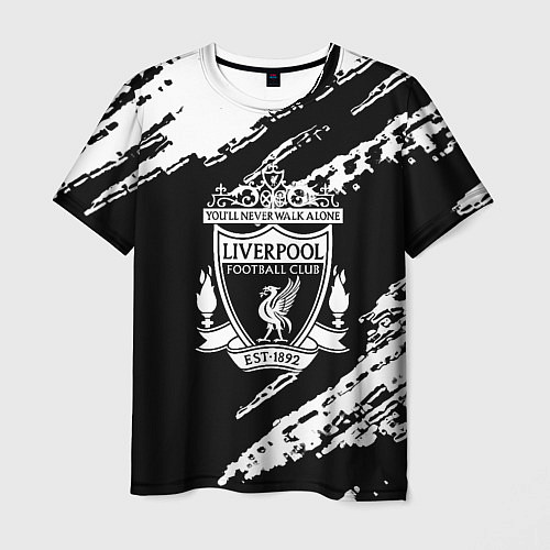 Мужская футболка Liverpool белые краски текстура / 3D-принт – фото 1