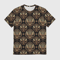 Мужская футболка Золотой герб России паттерн
