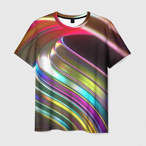 Мужская футболка Неоновый крученный металл разноцветный / 3D-принт – фото 1