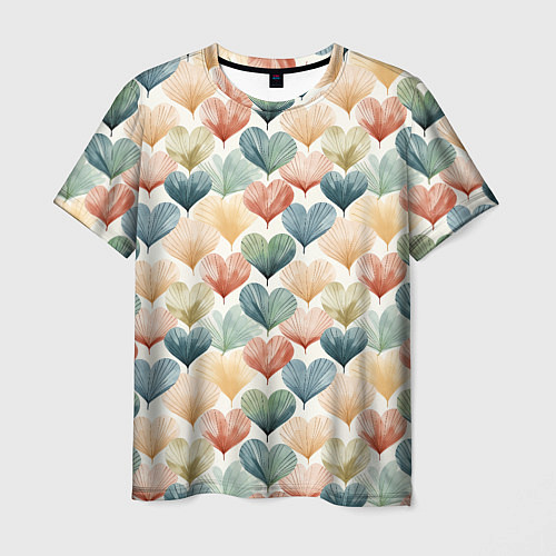 Мужская футболка Разноцветные нарисованные сердечки / 3D-принт – фото 1
