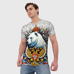 Футболка мужская Белый медведь с короной, цвет: 3D-принт — фото 2