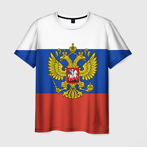 Мужская футболка Флаг России с гербом / 3D-принт – фото 1