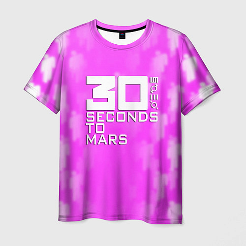 Мужская футболка 30 seconds to mars pink / 3D-принт – фото 1
