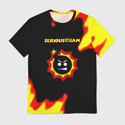 Футболка мужская Serious Sam лого краски с огнём, цвет: 3D-принт