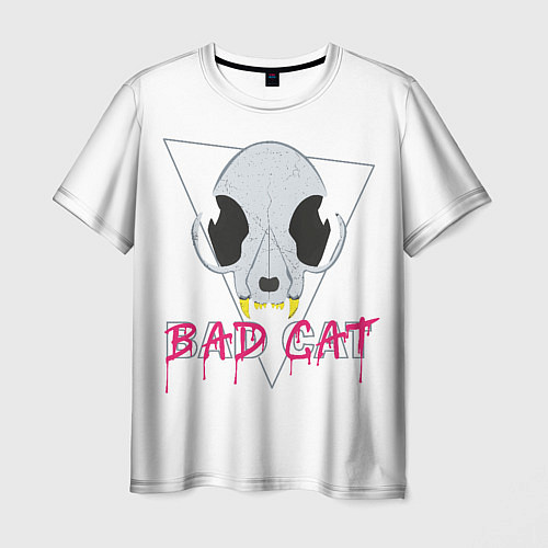 Мужская футболка Череп в стиле bad cat / 3D-принт – фото 1