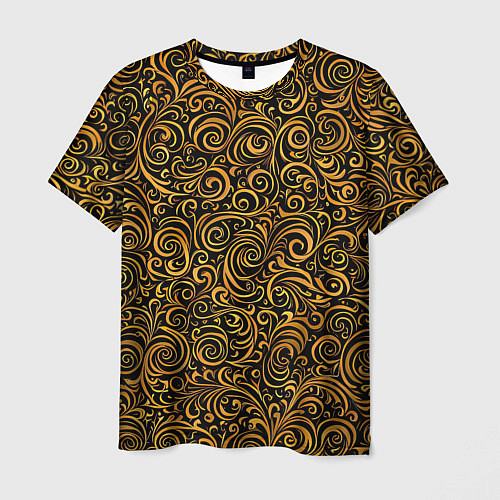Мужская футболка Золотые узоры завитки / 3D-принт – фото 1