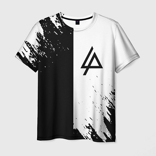 Мужская футболка Linkin park краски чёрнобелый / 3D-принт – фото 1