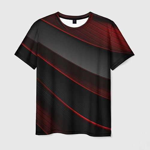 Мужская футболка Красная абстракция с черными линиями / 3D-принт – фото 1