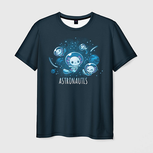 Мужская футболка Аксолотли астронавты / 3D-принт – фото 1