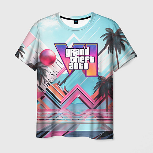 Мужская футболка Gta 6 логотип в стиле vice city / 3D-принт – фото 1