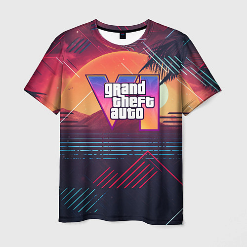 Мужская футболка GTA 6 logo абстрактный фон / 3D-принт – фото 1