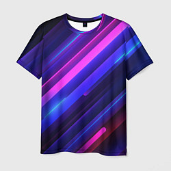 Футболка мужская Неоновые яркие абстрактные полосы, цвет: 3D-принт