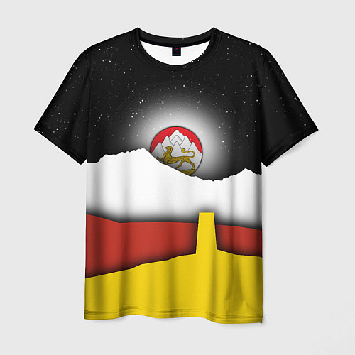 Мужская футболка Осетия горы и ночное небо / 3D-принт – фото 1