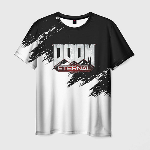 Мужская футболка Doom eternal белые краски / 3D-принт – фото 1