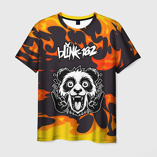 Мужская футболка Blink 182 рок панда и огонь / 3D-принт – фото 1