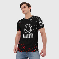 Футболка мужская Nirvana брызги красок, цвет: 3D-принт — фото 2