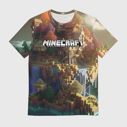 Мужская футболка Minecraft logo горы и реки / 3D-принт – фото 1