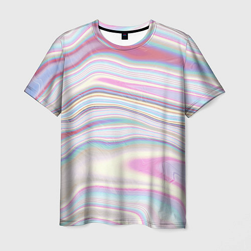 Мужская футболка Мрамор узор розово-голубой / 3D-принт – фото 1