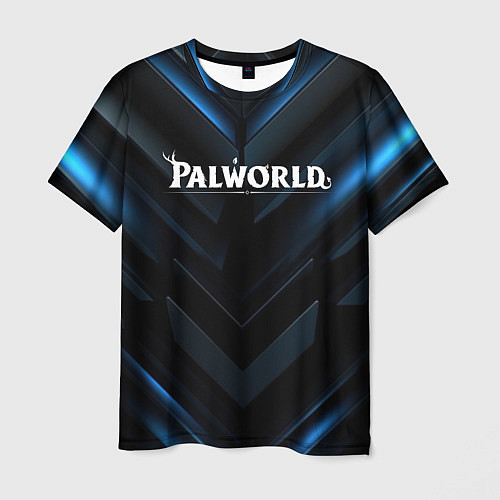 Мужская футболка Palworld logo blue neon abstract black / 3D-принт – фото 1