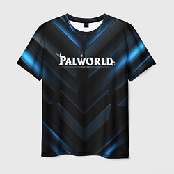 Футболка мужская Palworld logo blue neon abstract black, цвет: 3D-принт