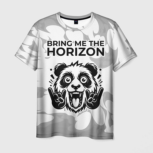 Мужская футболка Bring Me the Horizon рок панда на светлом фоне / 3D-принт – фото 1