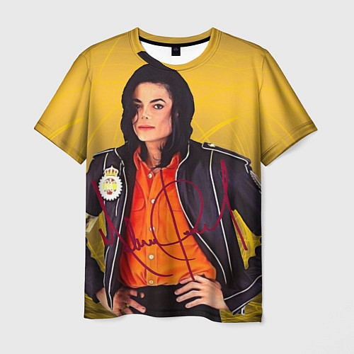 Мужская футболка Michael Jackson на золотом фоне с графикой / 3D-принт – фото 1