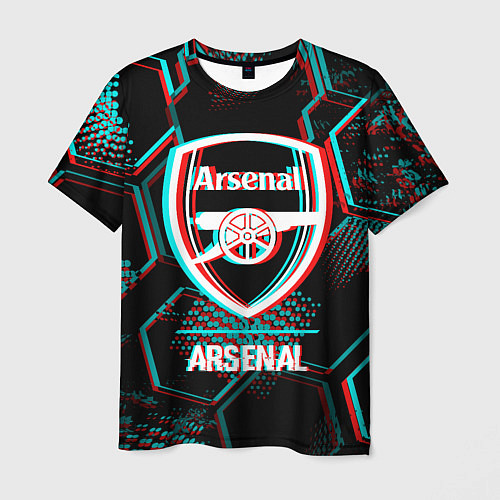 Мужская футболка Arsenal FC в стиле glitch на темном фоне / 3D-принт – фото 1