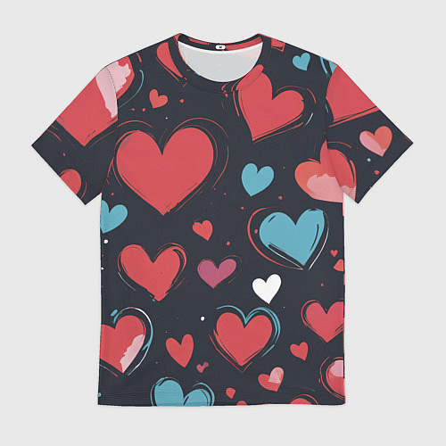 Мужская футболка Сердечный паттерн / 3D-принт – фото 1