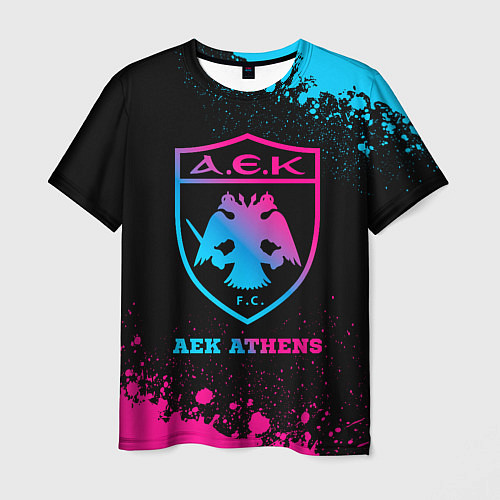 Мужская футболка AEK Athens - neon gradient / 3D-принт – фото 1