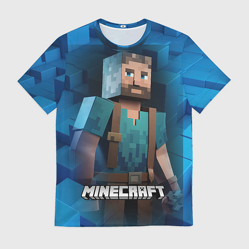Мужская футболка Minecraft персонаж синий фон / 3D-принт – фото 1
