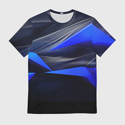 Мужская футболка Black and blue abstract background sport style