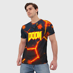 Футболка мужская Doom плиты лого в огне, цвет: 3D-принт — фото 2