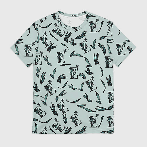 Мужская футболка Листья и буква Е / 3D-принт – фото 1