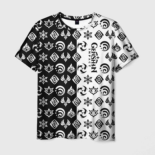Мужская футболка Genshin Impact - black and white / 3D-принт – фото 1