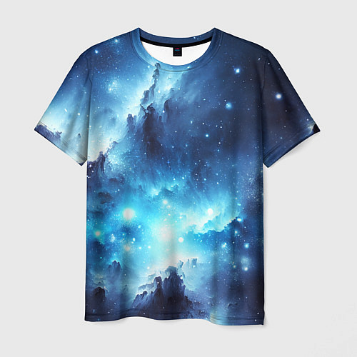 Мужская футболка Космический голубой пейзаж / 3D-принт – фото 1