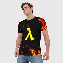 Футболка мужская Half life огненный стиль лава, цвет: 3D-принт — фото 2