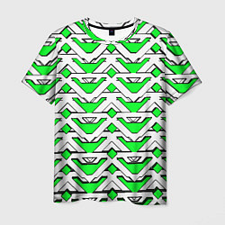 Футболка мужская Бело-зелёный узор, цвет: 3D-принт
