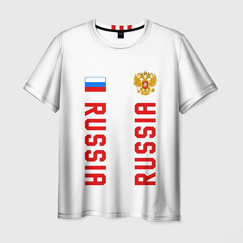 Мужская футболка Россия три полоски на белом фоне / 3D-принт – фото 1