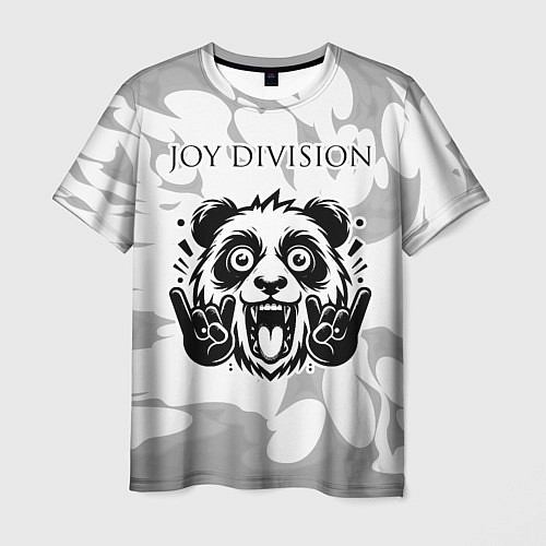 Мужская футболка Joy Division рок панда на светлом фоне / 3D-принт – фото 1