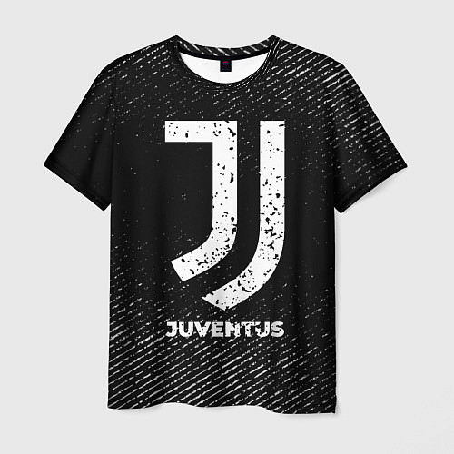 Мужская футболка Juventus с потертостями на темном фоне / 3D-принт – фото 1