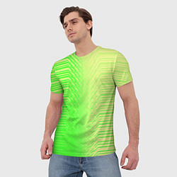 Футболка мужская Зелёные градиентные линии, цвет: 3D-принт — фото 2