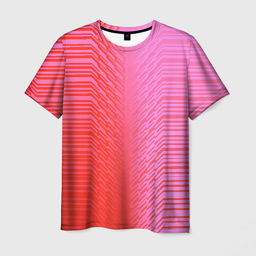 Мужская футболка Красные градиентные линии / 3D-принт – фото 1
