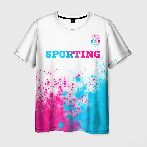 Мужская футболка Sporting neon gradient style посередине / 3D-принт – фото 1
