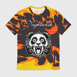 Мужская футболка Nightwish рок панда и огонь
