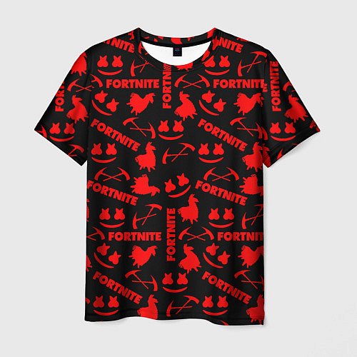 Мужская футболка Fortnite pattern logo marshmello / 3D-принт – фото 1